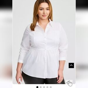 Like New Torrid 2x Poplin Corset Detail Smocked Back Button Up Shirt